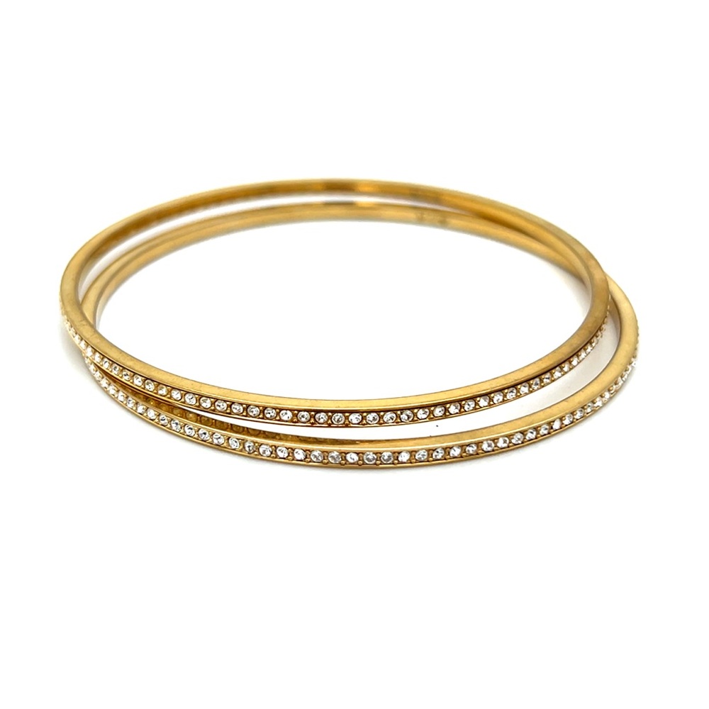 2‎ Elegant Gold Rhinestones Bangle Set (c1)